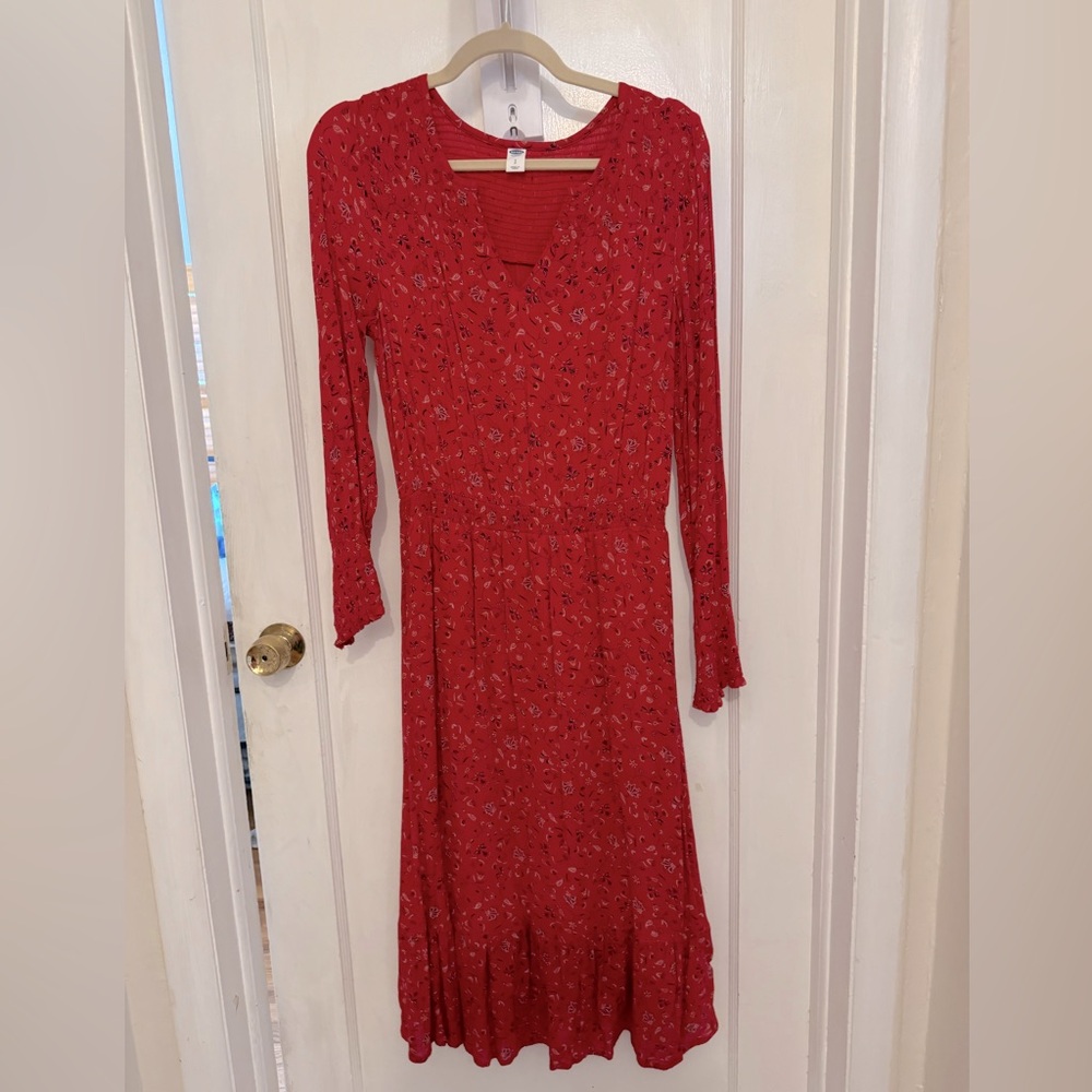 Red long sleeve midi